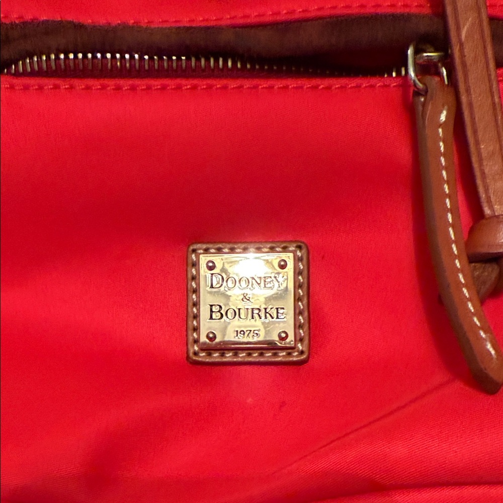 Dooney & Bourke Red Backpack with Brown Accents - Picture 4 of 8
